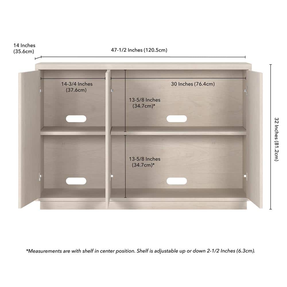 Alder White 48" Modern MDF Buffet Sideboard