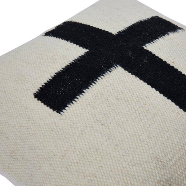 20'' Square Natural and Black Cotton Wool Throw Pillow