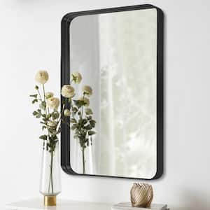 32 in. W x 50 in. H Aluminium Alloy Deep Modern Rectangle Framed Decorative Mirror with Rounded Corner in Black