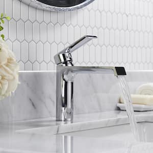 Single Handle Single Hole Bathroom Faucet with Supply Lines and Spot Resistant in Chrome