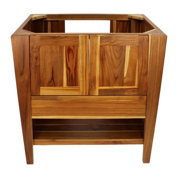 EcoDecors Tranquility 30 in. L Teak Vanity Cabinet Only in Natural Teak