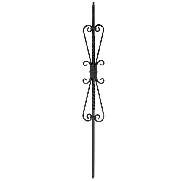 arteferro 44 in. x 9/16 in. Twist Scroll 5 in. x 24 in. Shadow Grey Powder Coated Wrought Iron Stair Baluster