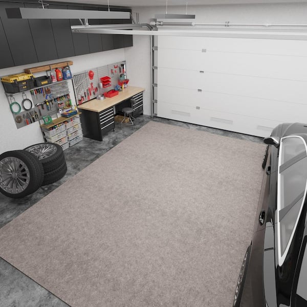 Premium Absorbent Non-Slip Rug Pad, Spill Protection and Floor Safety 8 ft. X 25 ft. Polyester Garage Flooring, Beige