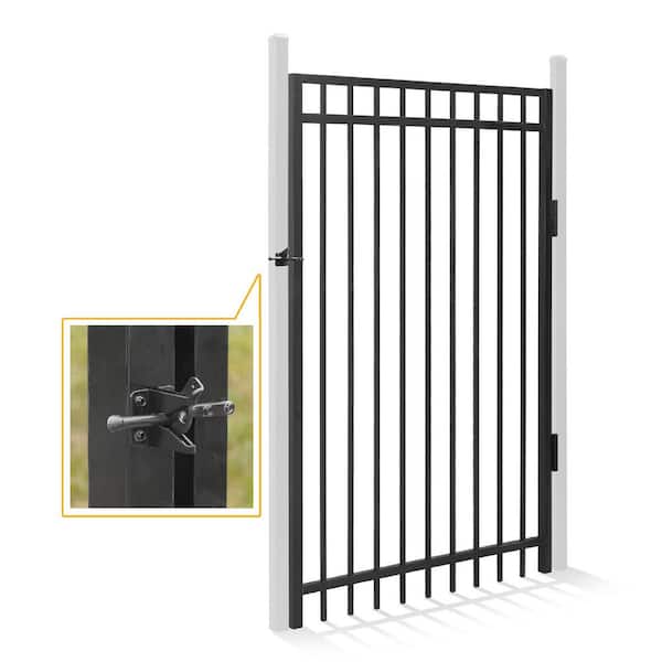 Fencer Wire 4 ft. x 6 ft. Flat Top Anti-Rust Metal Fence Gate, Decorative Garden Gate (Single set)