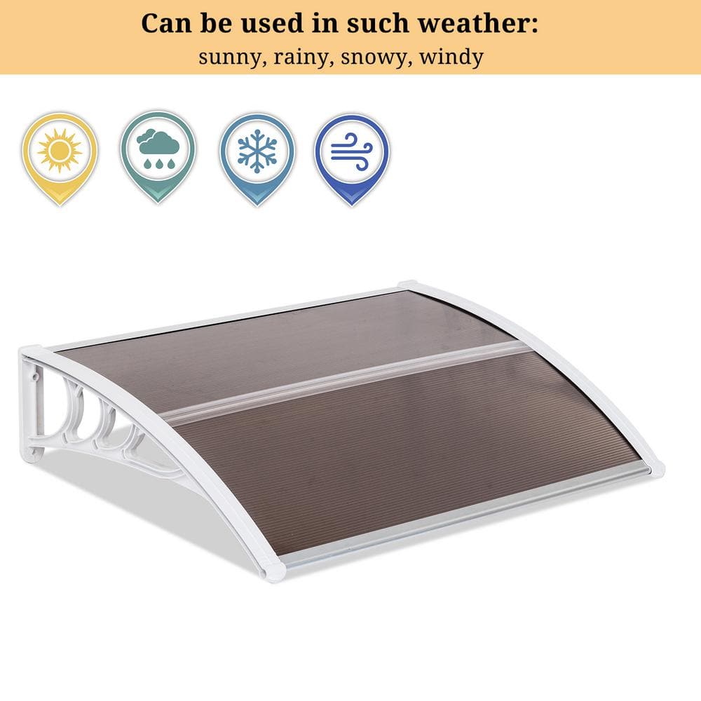 Brown Polycarbonate Door and Window Awning with White Aluminum Frame