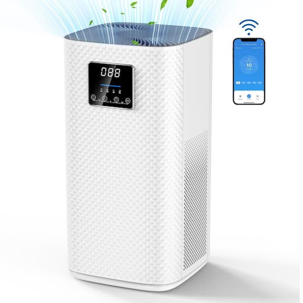 2,200 sq. ft. H13 True HEPA Room Air Purifier-Wi-fi Control, Variable Speed-Auto Mode, Negative Ion, 20 dB Quiet (White)