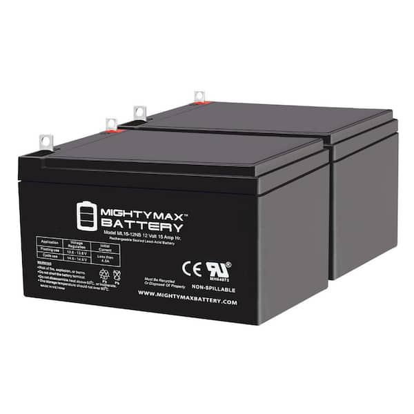 ML15-12NB-12 Volt 15 AH, NB Terminal, Rechargeable SLA AGM Battery-2 Pack
