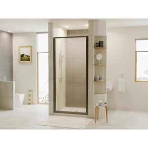 Legend 23.625 in. to 24.625 in. x 64 in. Framed Pivot Shower Door in Matte Black with Obscure Glass