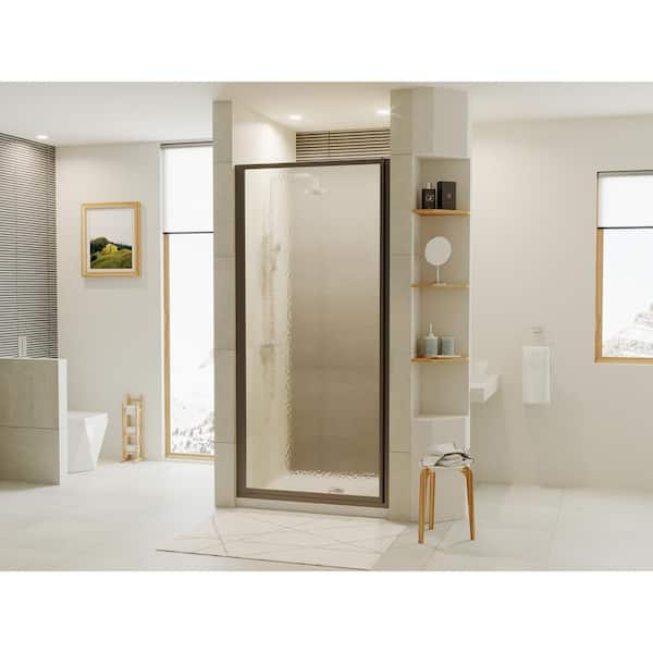 Coastal Shower Doors Legend 25.625 in. to 26.625 in. x 69 in. Framed Hinged Shower Door in Matte Black with Obscure Glass