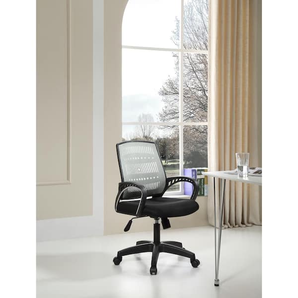 HODEDAH Grey Adjustable Mid-back Swivel Office Chair