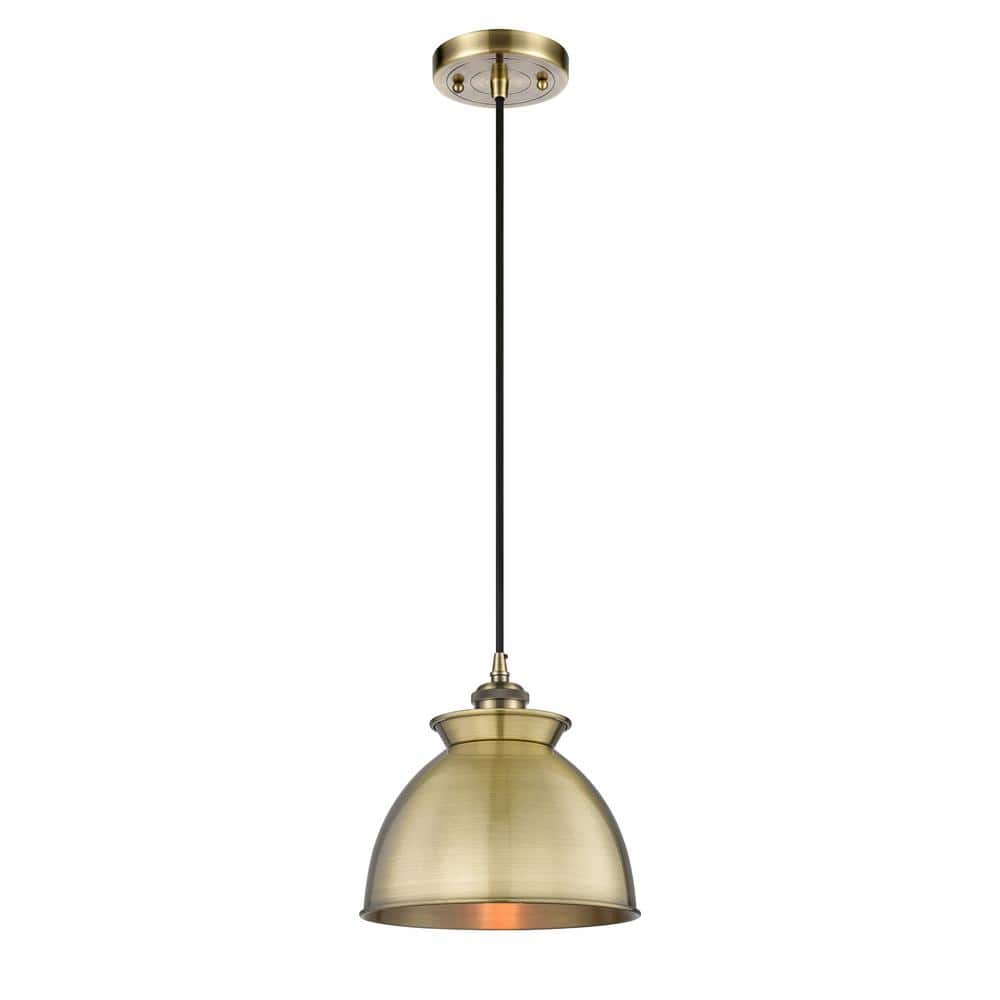 Antique Brass Mini Pendant Light with Metal Shade