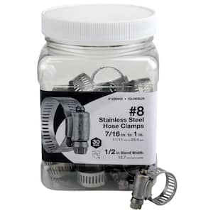 3/8 in. to 1 in. Stainless Steel Hose Clamp Jar - No 8 (30-Pack)