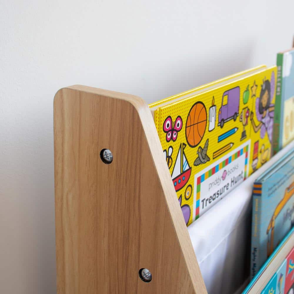Kids' White and Natural 6-Tier Fabric Book Rack
