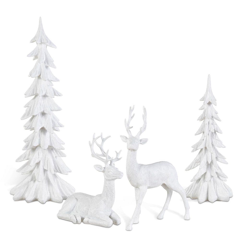 17.25 in. H Christmas Resin White Reindeer w/Tree Table Decor (Set of 4) price history on PriceWatchPro
