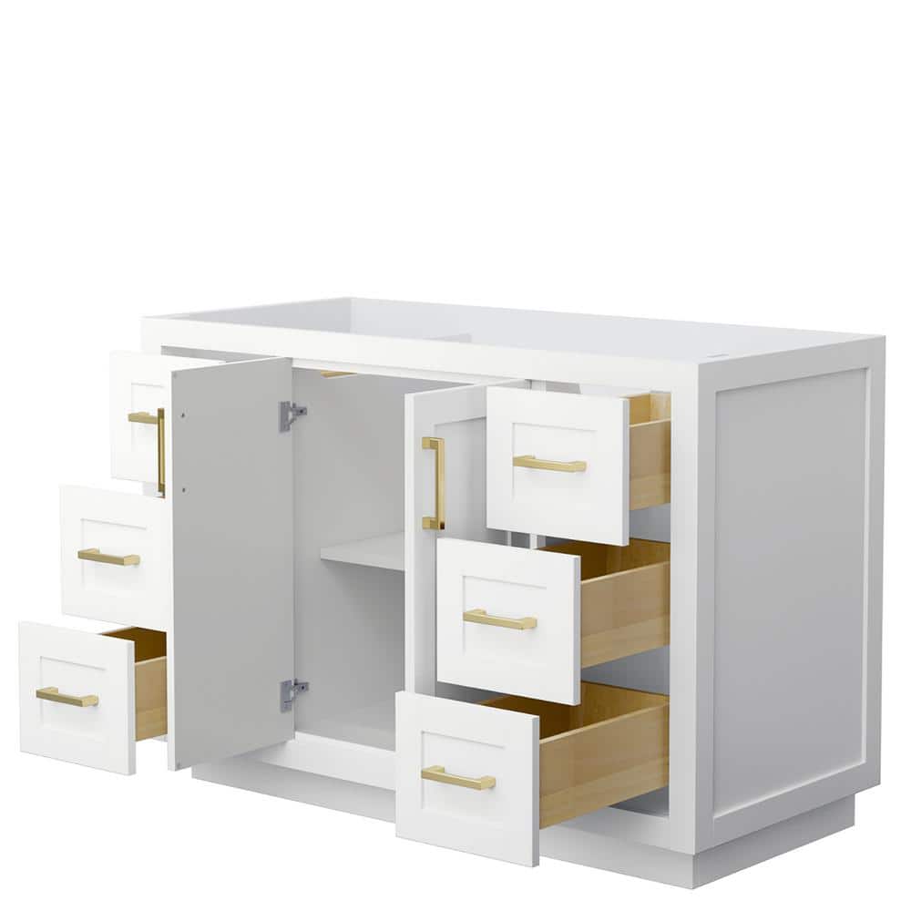 Miranda 48 Inch White Single Bathroom Vanity with Brushed Gold Trim