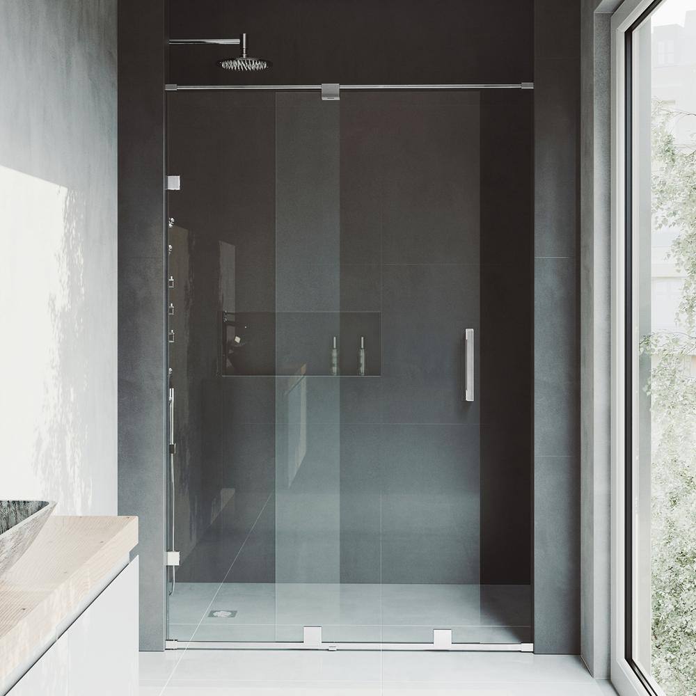 Ryland 60" Frameless Chrome Sliding Shower Door with Clear Glass