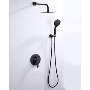 9-Spray Patterns with 1.8 GPM 12 in. Wall Mount Rain Fixed Shower Heads in 12 in., Matte Black