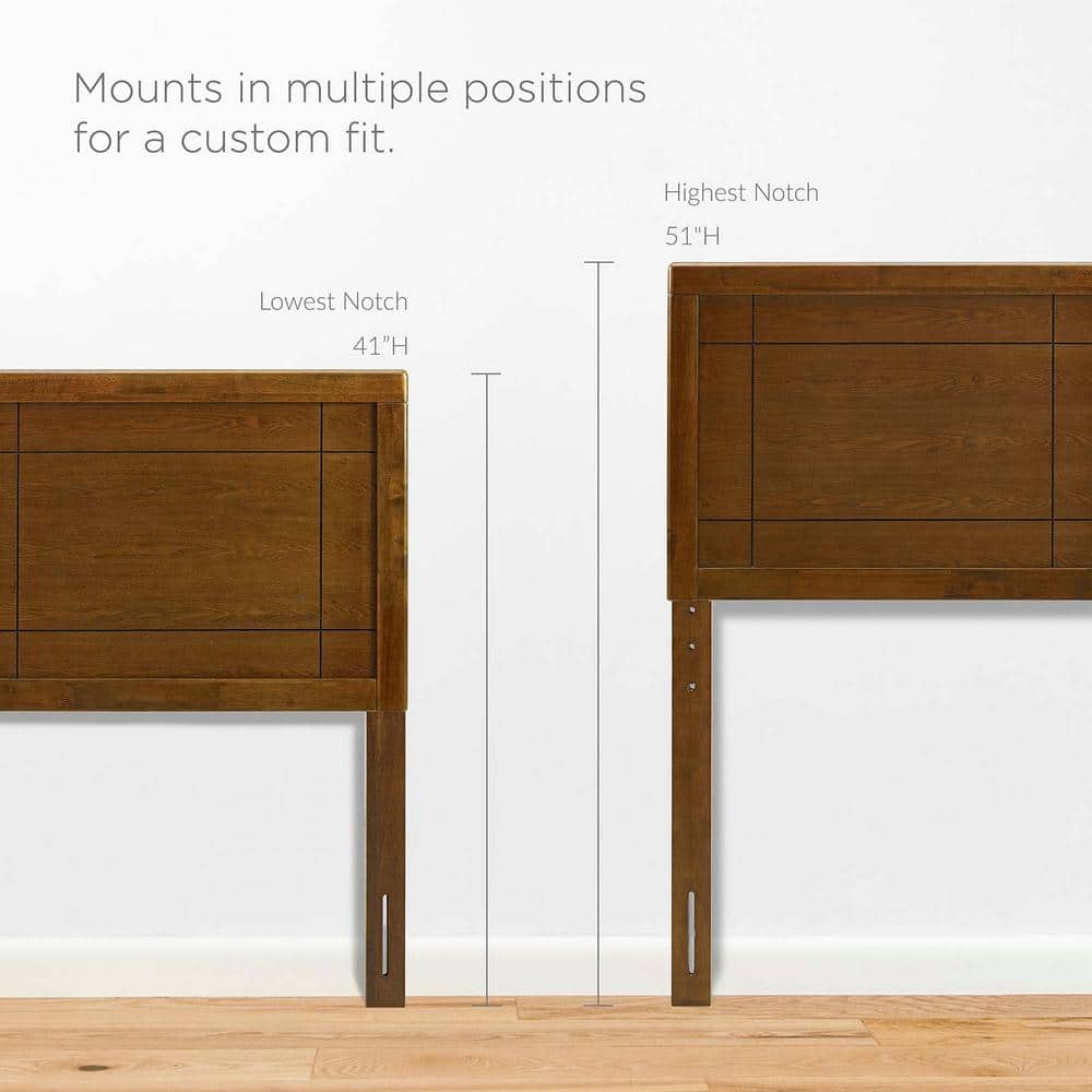 Archie Walnut Full Rubberwood Mid-Century Modern Headboard