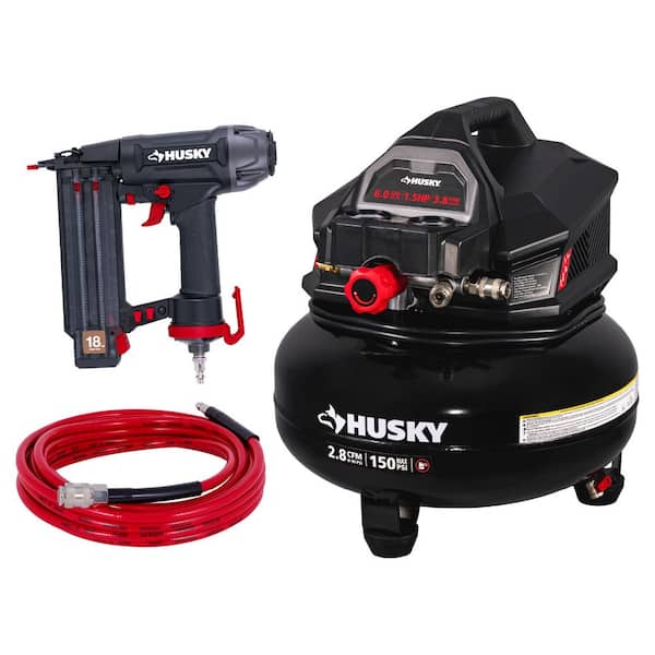 HSKY 6 Gal. 150 PSI Portable Electric Pancake Air Compressor w/18GA Brad Nailer and Hose