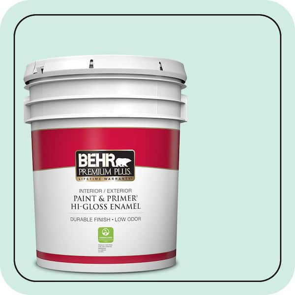 BEHR PREMIUM PLUS 5 gal. Home Decorators Collection #HDC-MD-19 Soft Mint Hi-Gloss Enamel Interior/Exterior Paint & Primer