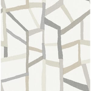 Tate Grey Geometric Linen Grey Paper Strippable Roll (Covers 56.4 sq. ft.)