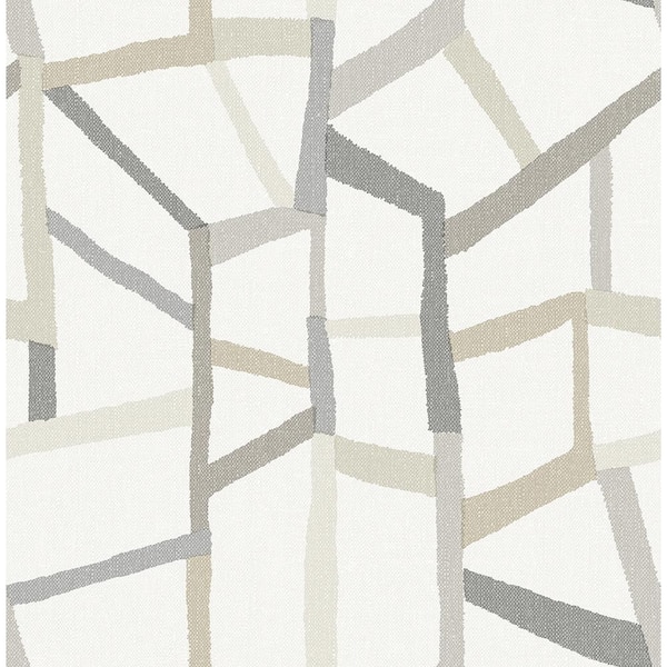 A-Street Prints Tate Grey Geometric Linen Grey Wallpaper Sample