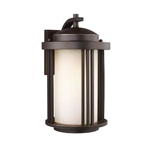 Crowell 1-Light Antique Bronze Outdoor 14.875 in. Wall Lantern Sconce with LED Bulb