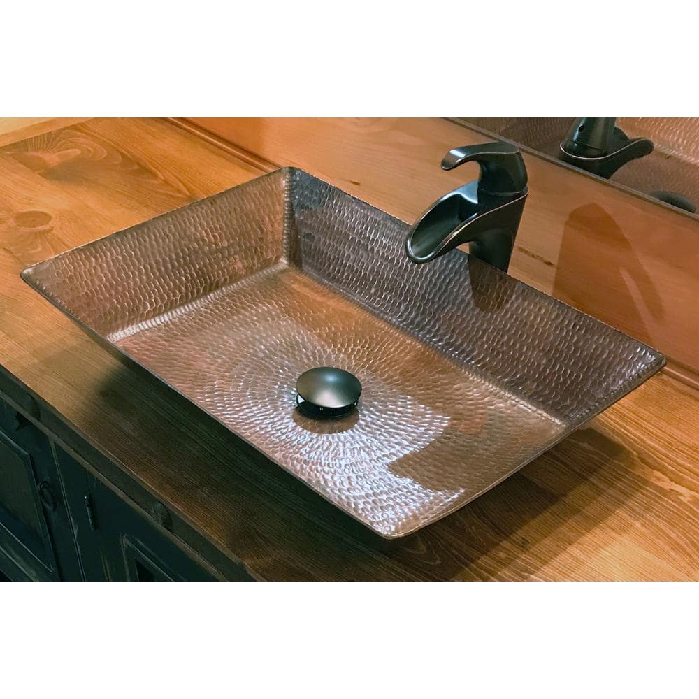 20" Hand Hammered Copper Rectangular Vessel Sink