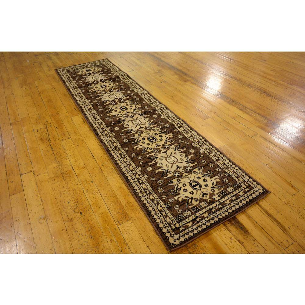 Taftan Brown and Cream Synthetic Runner Rug