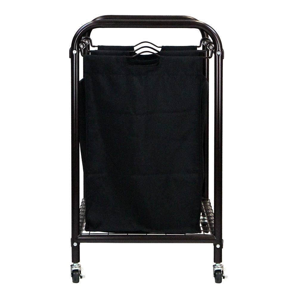 Bronze Metal Frame Laundry Sorter with Black Removable Bags