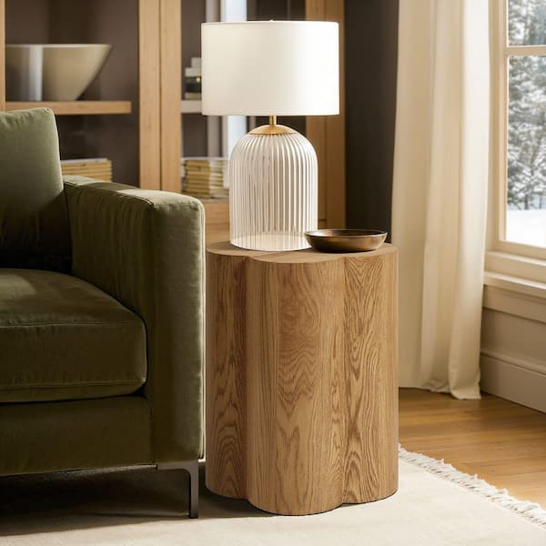 15.7 in. Wood Grain MDF Wood Round End Table
