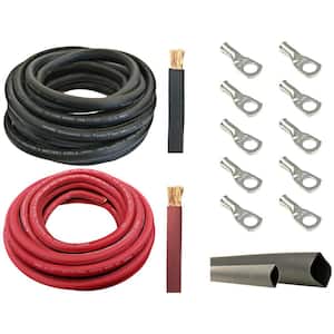 8-Gauge 10 ft. Black/10 ft. Red Welding Cable Kit Includes 10-Pieces of Cable Lugs and 3 ft. Heat Shrink Tubing