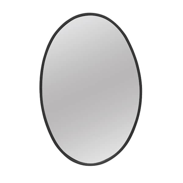 Stratton Home Decor Modern 23.75 in. W x 35.75 in. H Harlow Black Oval Wall Mirror