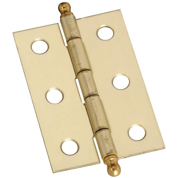 Stanley-National Hardware 2 in. Solid Brass Ornamental Hinge in Bright Brass