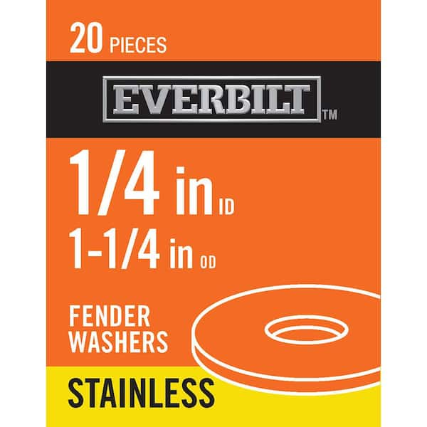 Everbilt 1/4 in. x 1-1/4 in. Stainless Fender Washer (20-Pack) 823992 ...