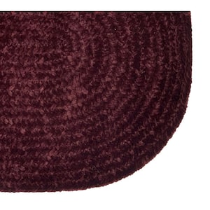 Chenille Braid Collection Burgundy 22" x 40" Oval 100% Polyester Reversible Solid Area Rug