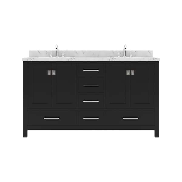 Virtu USA Caroline Avenue 60 in. W x 22 in. D x 35 in. H Single Sink Bath Vanity in Espresso with Quartz Top