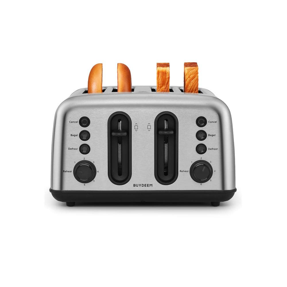 4-Slice Stainless Steel Wide Slot Toaster with 6 Shade Settings -  BUYDEEM, DT440