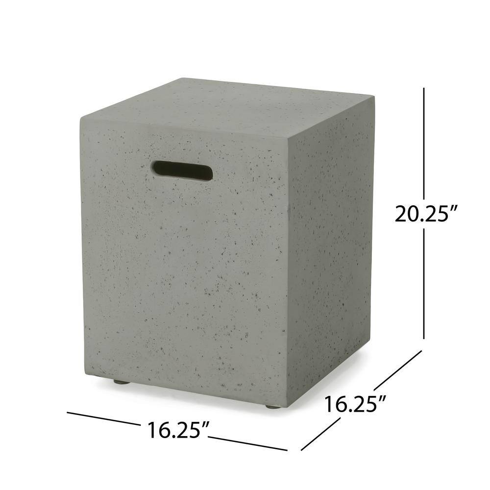 Light Gray Round Concrete Gas Fire Pit Table with Tank Holder