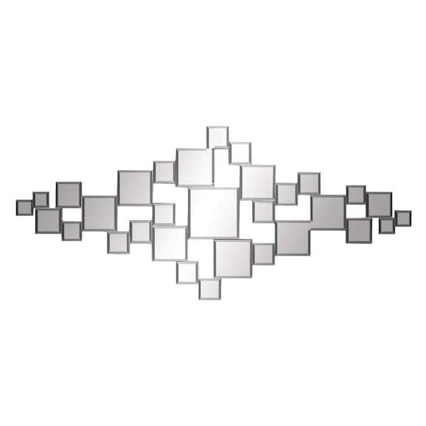 Litton Lane 48 in. x 21 in. Square Frameless Silver Wall Mirror with Square Mirrors