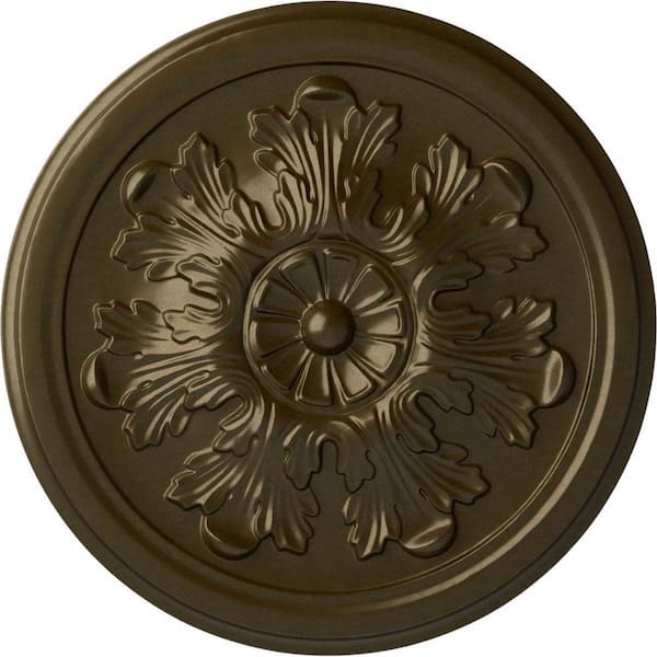 Ekena Millwork 12-3/4" x 7/8" Legacy Acanthus Urethane Ceiling Medallion (Fits Canopies upto 3-1/2"), Brass