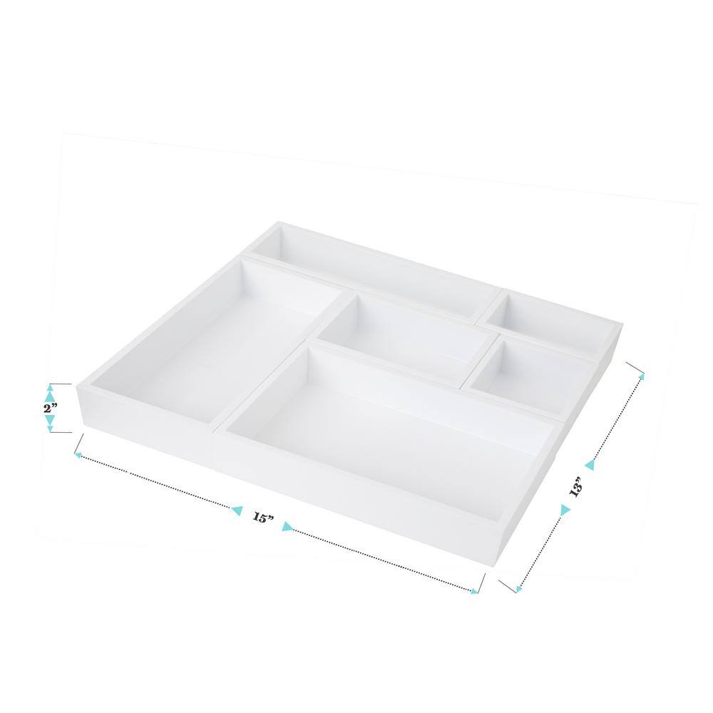 White 6-Piece Wooden Desk Drawer Organizer Set
