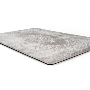 Gray Distressed Traditional Vintage Design 18 in. x 47 in. Anti Fatigue Standing Mat