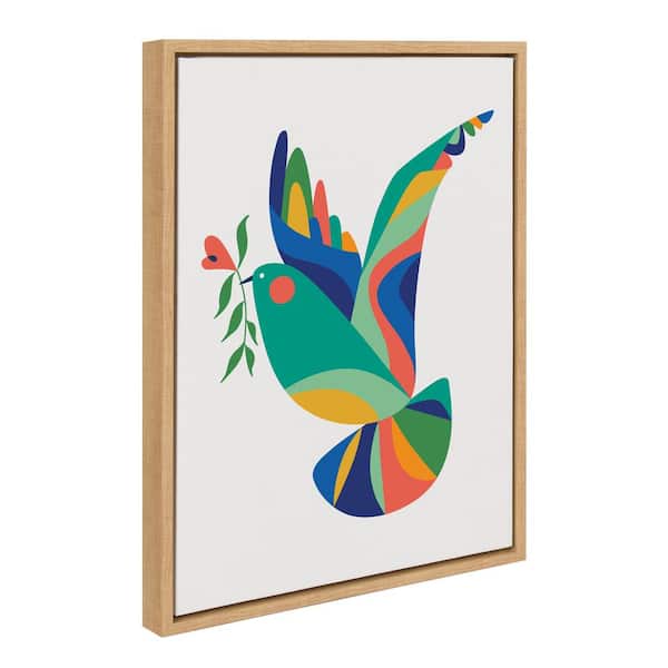 Kate and Laurel Colorful Abstract Animal Bird by Rachel Lee, 1-Piece Framed Canvas Bird Art Print, 18 in. x 24 in.