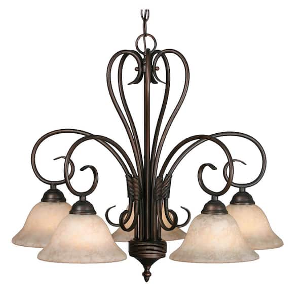 Golden Lighting Homestead Collection 5-Light Rubbed Bronze Nook Chandelier