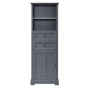22.24 in. W x 11.81 in. D x 66.14 in. H Bathroom Storage Cabinet with 2-Drawers and Adjustable Shelf, Gray
