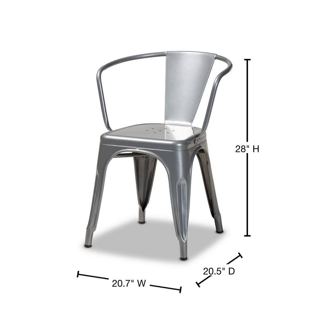 Ryland Industrial Gray Metal & Cane High Arm Chair