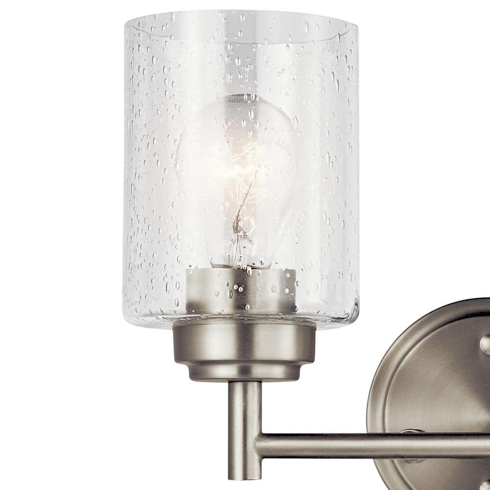 Brushed Nickel 2-Light Vanity with Clear Seeded Glass Shades