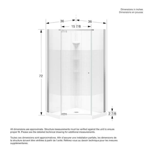 MAAX Begonia Carbon 36 in. L x 36 in. W x 72 in. H corner shower