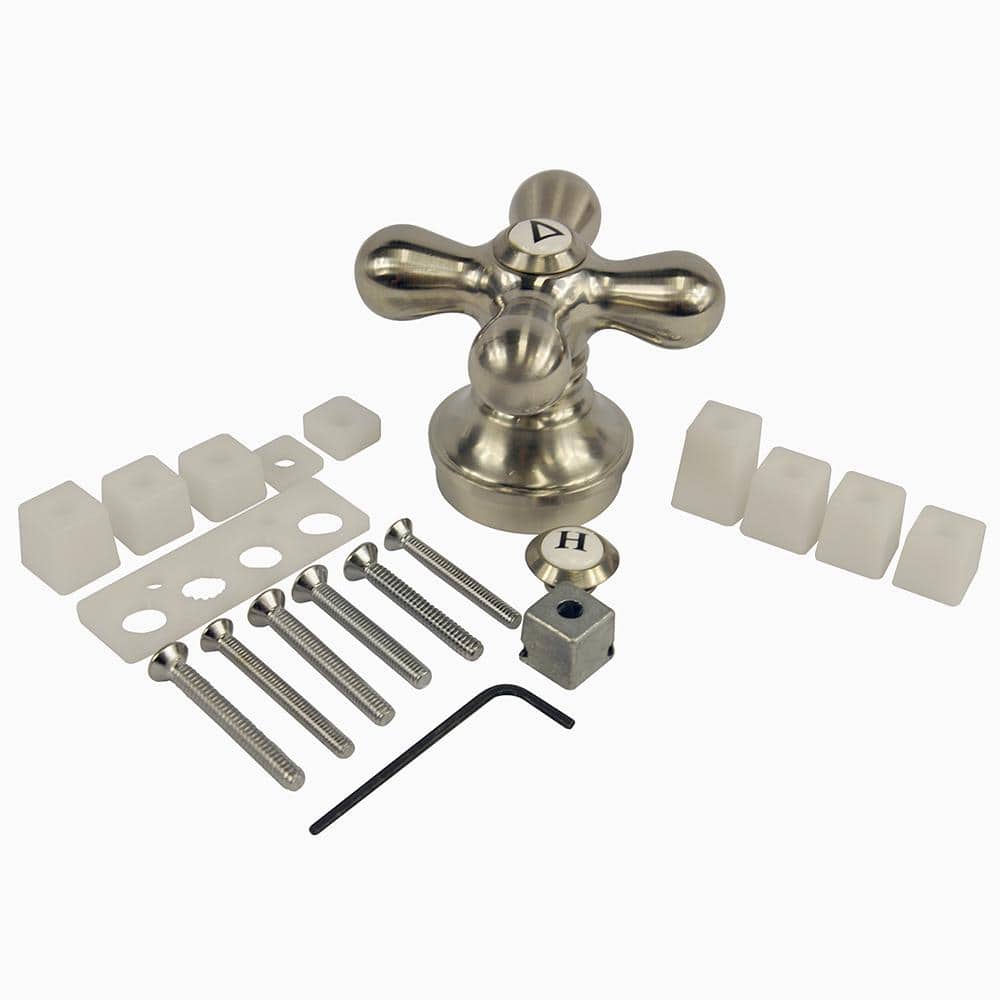 Brushed Nickel Cross-Arm Faucet Handle with Adapters